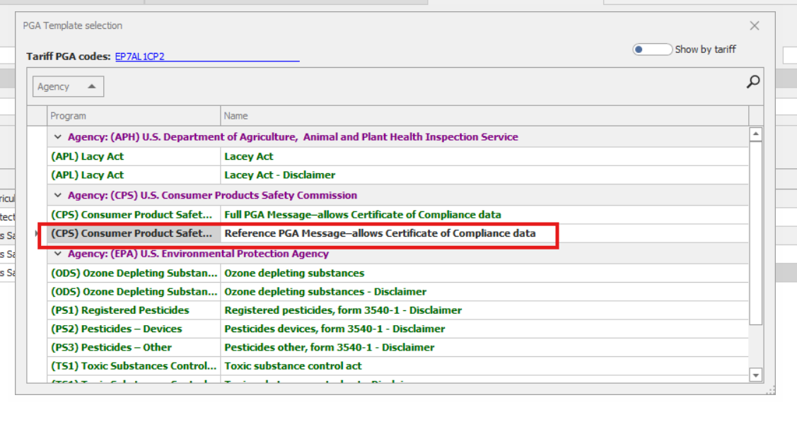 CPSC Reference PGA Message