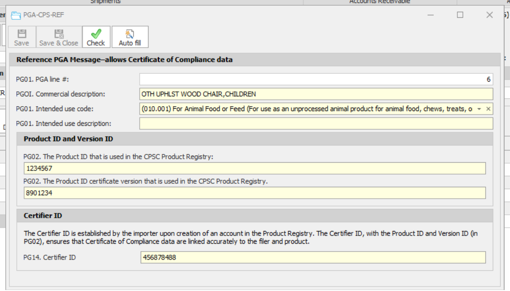 CPSC Reference PGA Message a