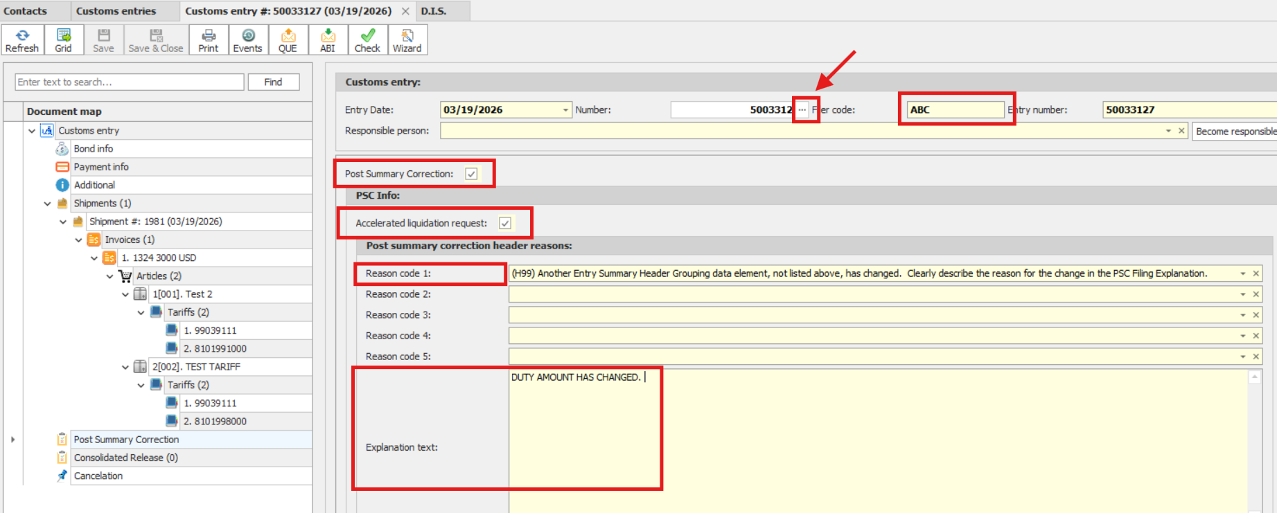 PSC header other broker