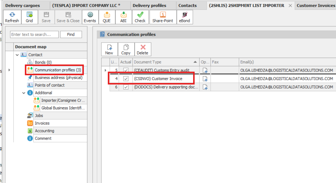 Customer invocie email com prof