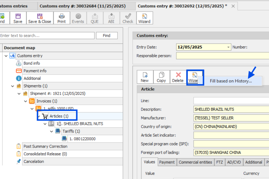 CE Wizard Fill based on history