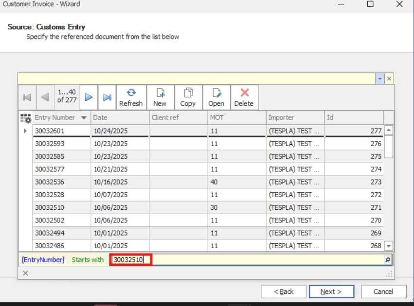 Customer invoice New from Customer invocie wizard A
