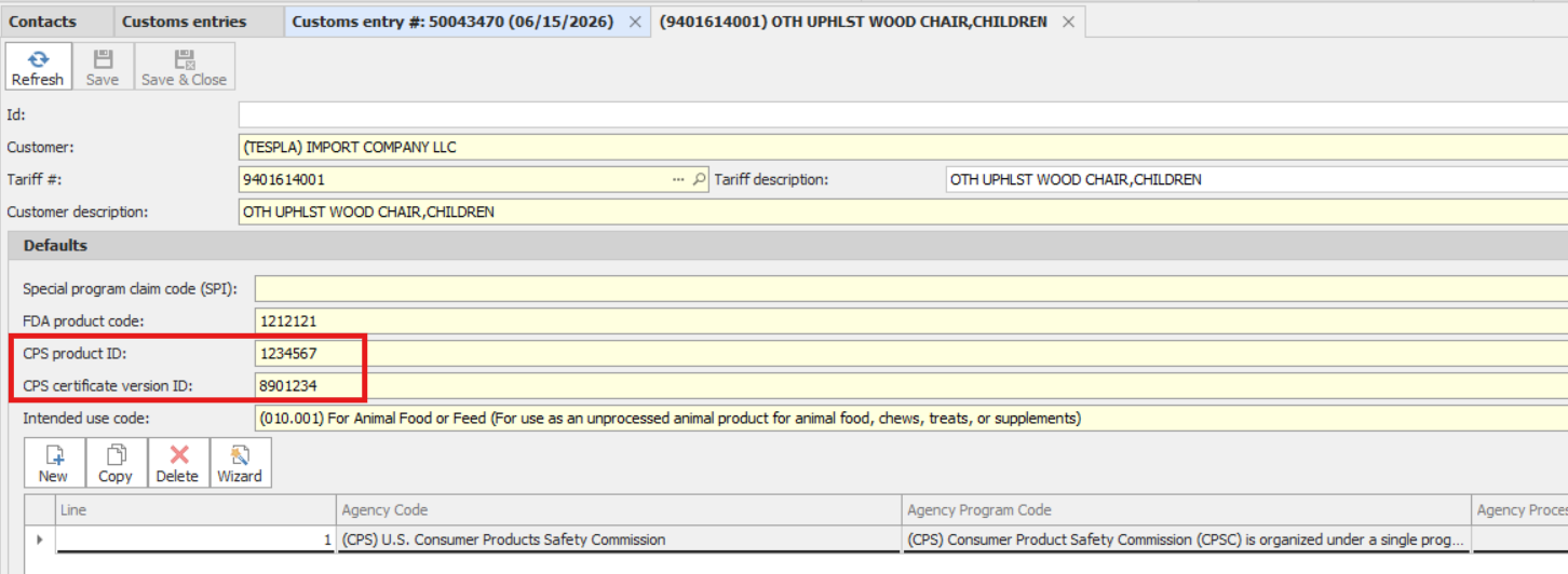 CPS product ID and certificate version ID